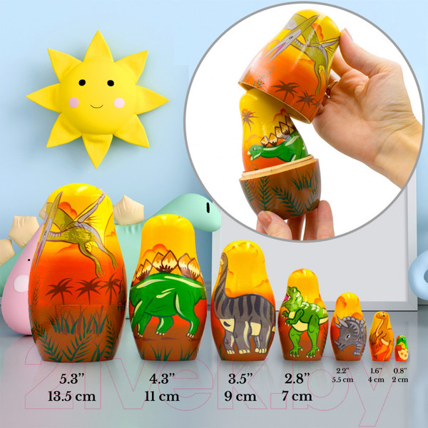 Изображение товара Матрешка сувенирная Брестская Фабрика Сувениров В виде динозавров 7143