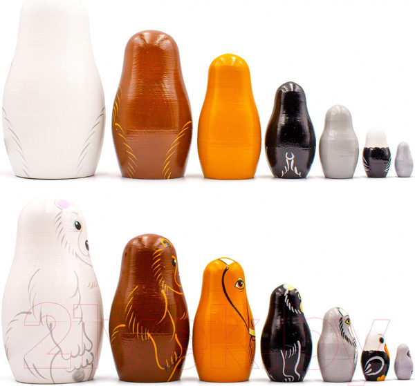 Изображение товара Матрешка сувенирная Брестская Фабрика Сувениров В виде медведя, волка, орла 7175