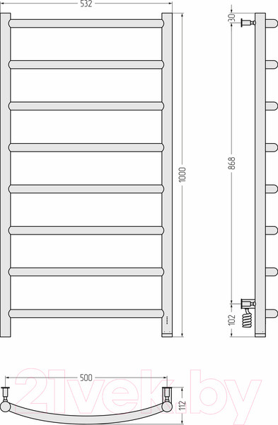 Изображение товара Полотенцесушитель электрический Сунержа Галант 4.0 100x50 / 31-0831-1050