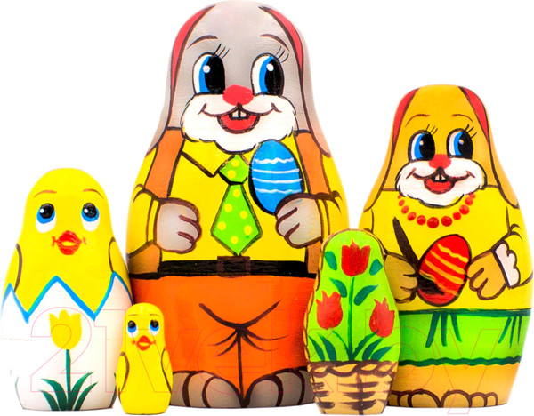 Изображение товара Матрешка сувенирная Брестская Фабрика Сувениров В виде фигурок пасхальных кроликов 5167