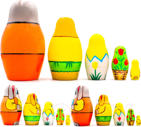 Изображение товара Матрешка сувенирная Брестская Фабрика Сувениров В виде фигурок пасхальных кроликов 5167