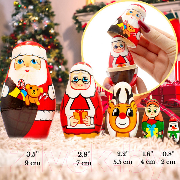 Изображение товара Матрешка сувенирная Брестская Фабрика Сувениров В виде мистера и миссис Клаус 5169