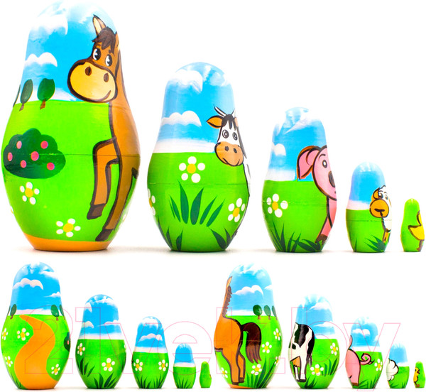 Изображение товара Матрешка сувенирная Брестская Фабрика Сувениров В виде животных фермы 5180