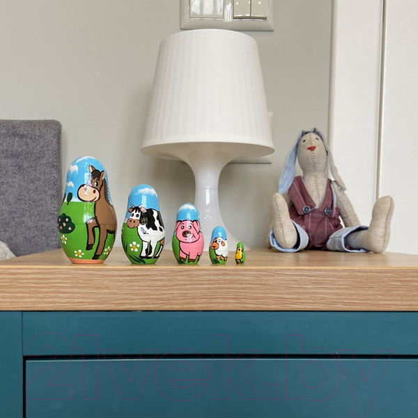 Изображение товара Матрешка сувенирная Брестская Фабрика Сувениров В виде животных фермы 5180