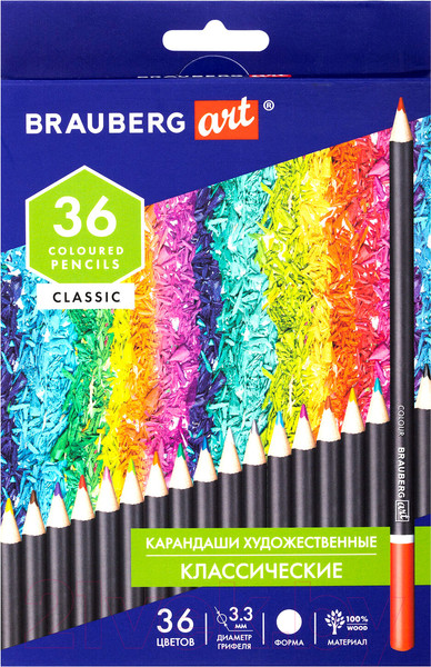 Изображение товара Набор цветных карандашей Brauberg Art Classic / 181538 (36цв)
