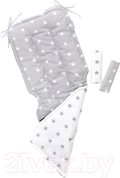 Изображение товара Вкладыш для коляски Топотушки Звездочка универсальный / 33/10 (серый/белый)