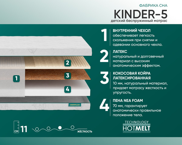 Изображение товара Детский матрас Фабрика сна Kinder-5 70x160