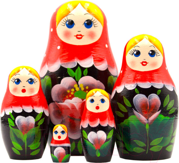 Изображение товара Матрешка сувенирная Брестская Фабрика Сувениров В красном платке с букетом цветов ромашки 5015