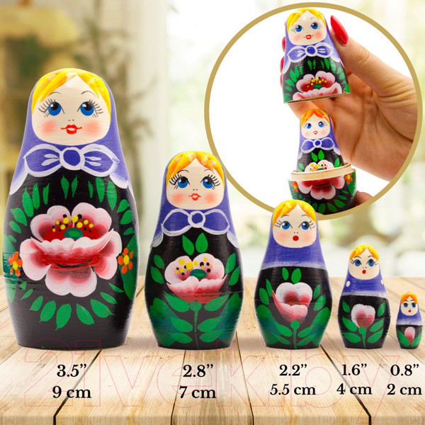 Изображение товара Матрешка сувенирная Брестская Фабрика Сувениров С букетом ромашек и красных маков 5017