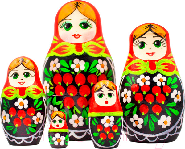 Изображение товара Матрешка сувенирная Брестская Фабрика Сувениров В платье сарафане с ветвями рябины и цветами ромашки 5026