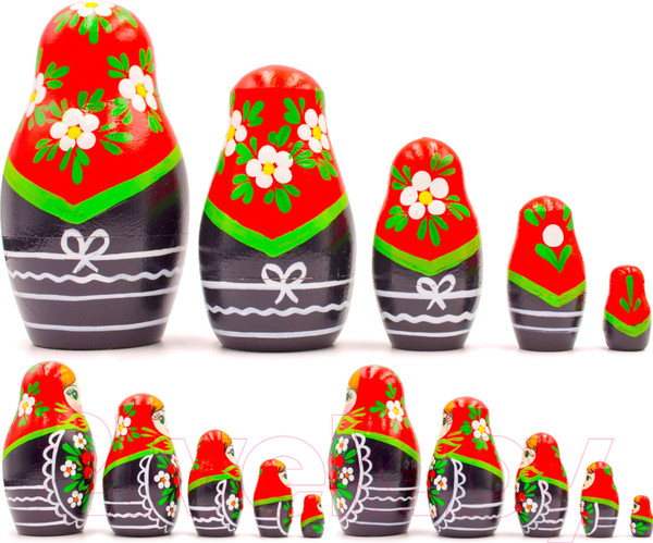 Изображение товара Матрешка сувенирная Брестская Фабрика Сувениров В платье сарафане с ветвями рябины и цветами ромашки 5026