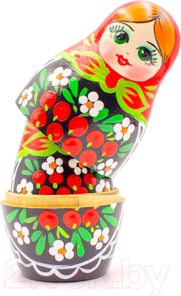 Изображение товара Матрешка сувенирная Брестская Фабрика Сувениров В платье сарафане с ветвями рябины и цветами ромашки 5026