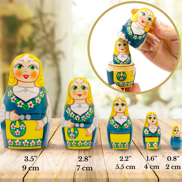Изображение товара Матрешка сувенирная Брестская Фабрика Сувениров В шведском традиционном народном костюме 5028