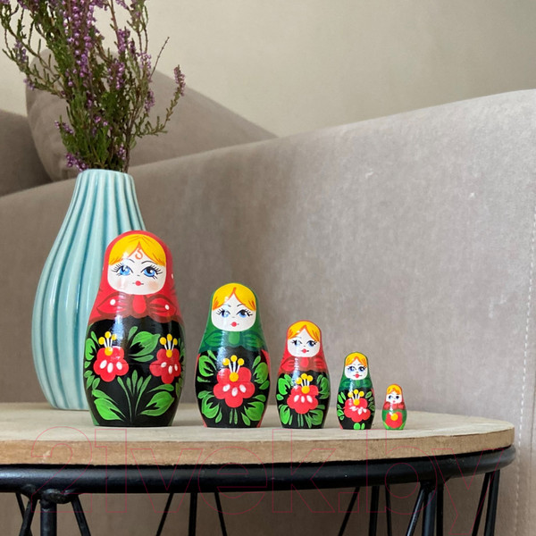 Изображение товара Матрешка сувенирная Брестская Фабрика Сувениров В винтажном стиле с цветами 5036