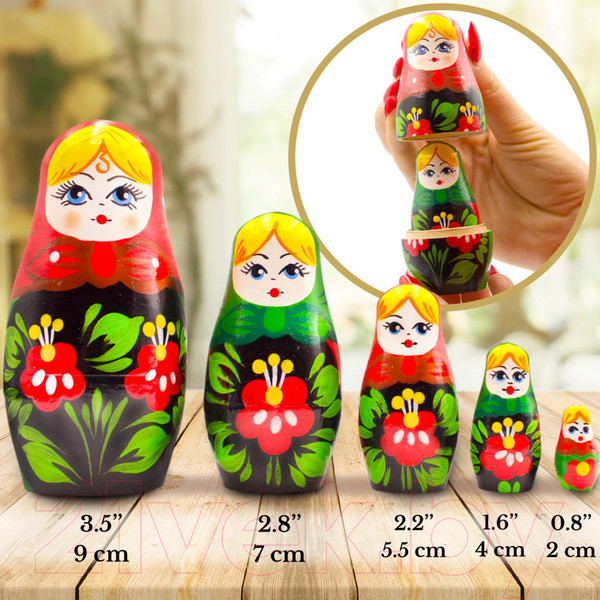 Изображение товара Матрешка сувенирная Брестская Фабрика Сувениров В винтажном стиле с цветами 5036