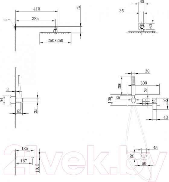 Изображение товара Душевая система со смесителем Abber Daheim AF8217G