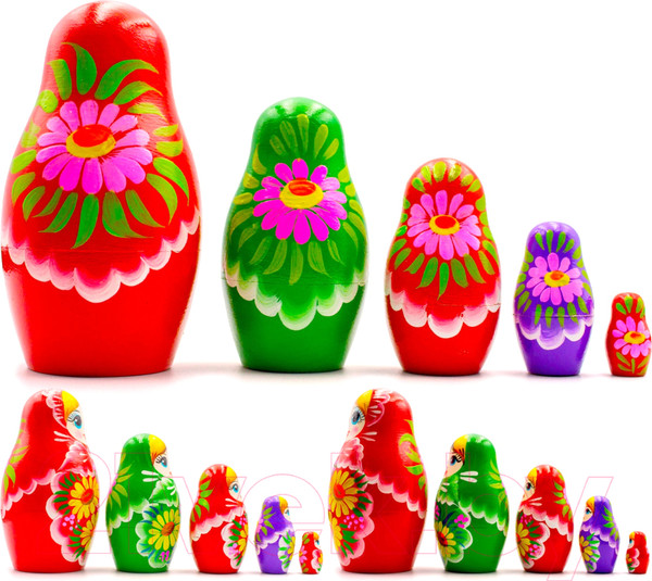 Изображение товара Матрешка сувенирная Брестская Фабрика Сувениров В платье-сарафане с желтыми герберами 5066