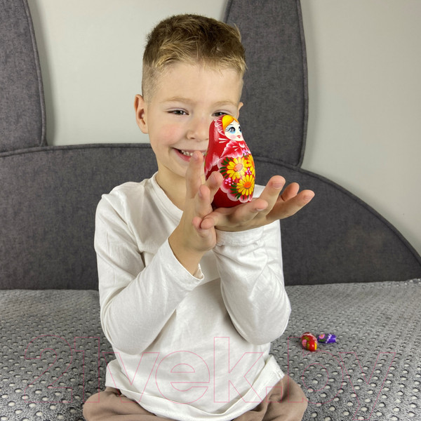 Изображение товара Матрешка сувенирная Брестская Фабрика Сувениров В платье-сарафане с желтыми герберами 5066