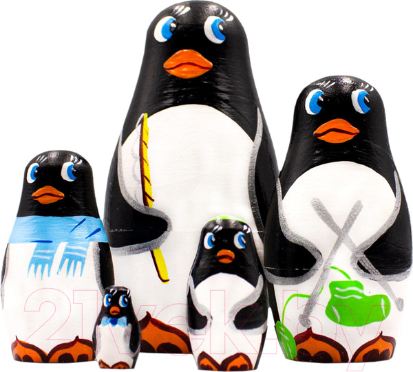 Изображение товара Матрешка сувенирная Брестская Фабрика Сувениров В виде забавной семьи пингвинов 5108