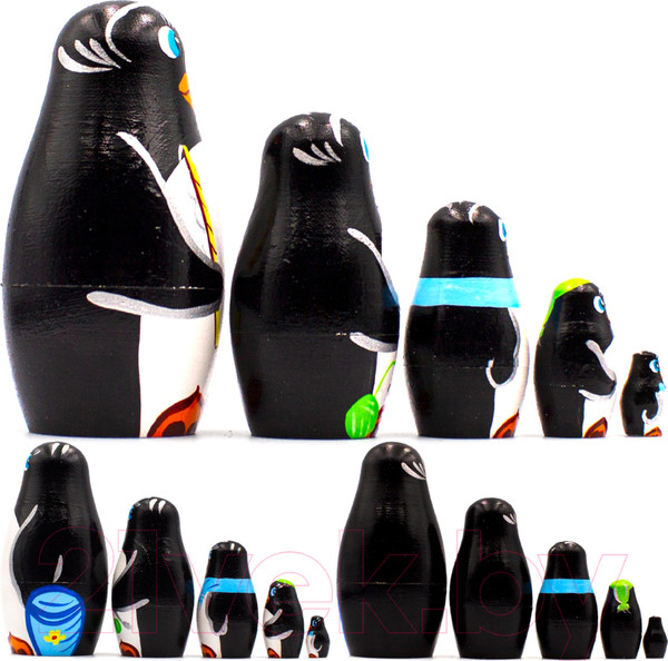 Изображение товара Матрешка сувенирная Брестская Фабрика Сувениров В виде забавной семьи пингвинов 5108