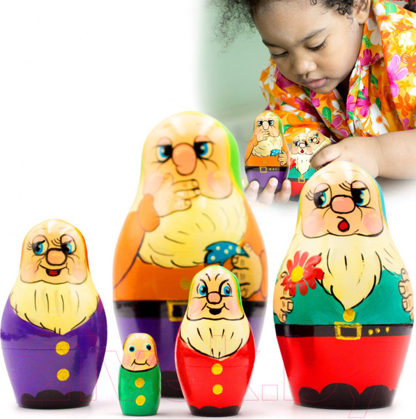 Изображение товара Матрешка сувенирная Брестская Фабрика Сувениров В виде фигурок семи гномов 5109