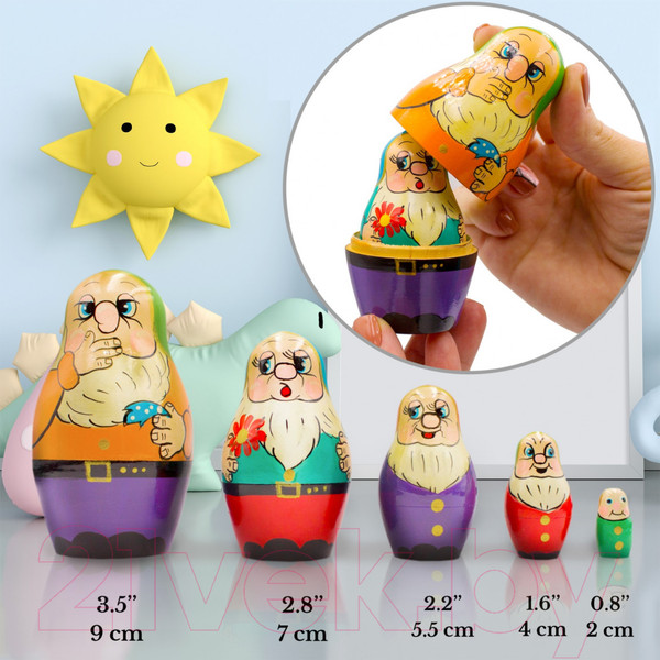 Изображение товара Матрешка сувенирная Брестская Фабрика Сувениров В виде фигурок семи гномов 5109