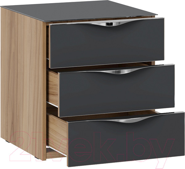 Изображение товара Прикроватная тумба ТриЯ Глосс ТД-319.03.02 (яблоня беллуно/стекло графит матовый)