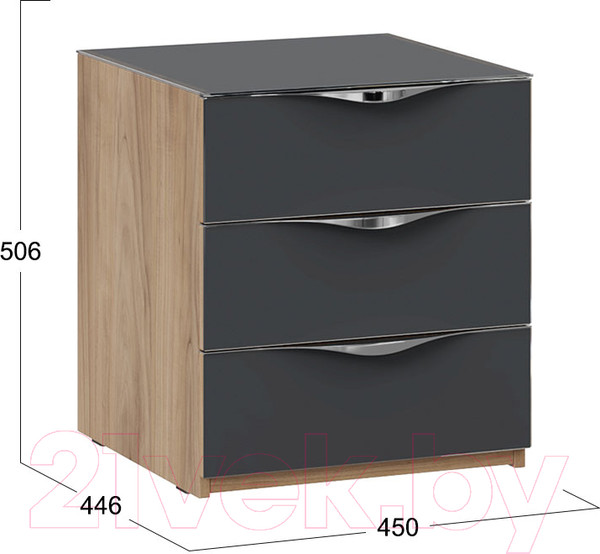 Изображение товара Прикроватная тумба ТриЯ Глосс ТД-319.03.02 (яблоня беллуно/стекло графит матовый)