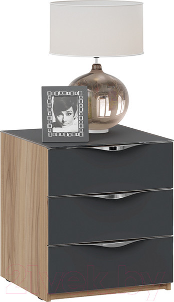 Изображение товара Прикроватная тумба ТриЯ Глосс ТД-319.03.02 (яблоня беллуно/стекло графит матовый)