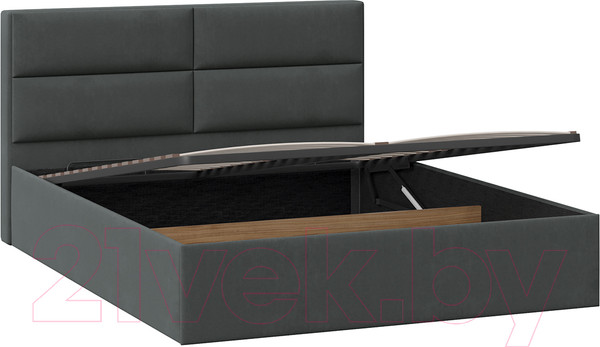 Изображение товара Двуспальная кровать ТриЯ Глосс универсальный тип 1 с ПМ 160x200 (велюр графит)