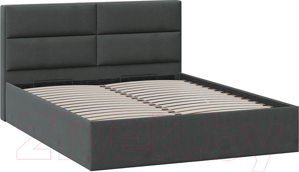 Изображение товара Двуспальная кровать ТриЯ Глосс универсальный тип 1 с ПМ 160x200 (велюр графит)