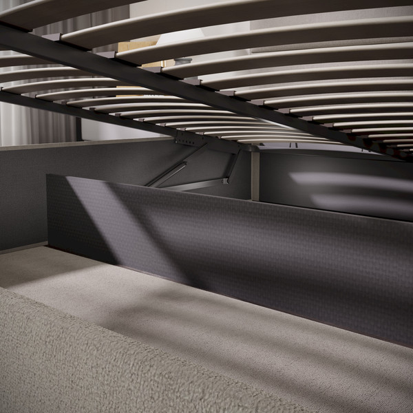 Изображение товара Двуспальная кровать ТриЯ Глосс универсальный тип 1 с ПМ 160x200 (велюр мокко светлый)