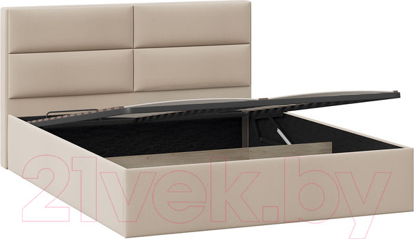 Изображение товара Двуспальная кровать ТриЯ Глосс универсальный тип 1 с ПМ 160x200 (велюр мокко светлый)