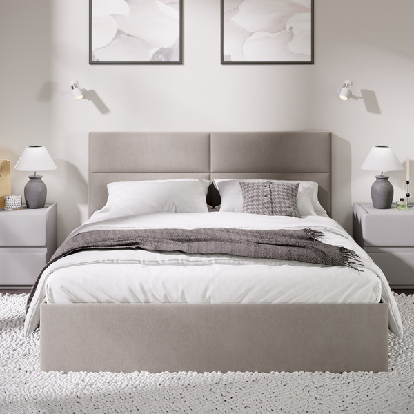 Изображение товара Двуспальная кровать ТриЯ Глосс универсальный тип 1 с ПМ 160x200 (велюр мокко светлый)