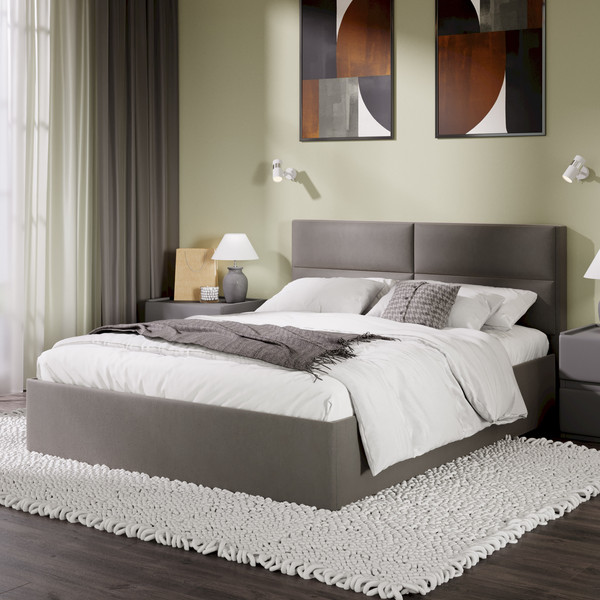 Изображение товара Двуспальная кровать ТриЯ Глосс универсальный тип 1 с ПМ 160x200 (велюр мокко темный)