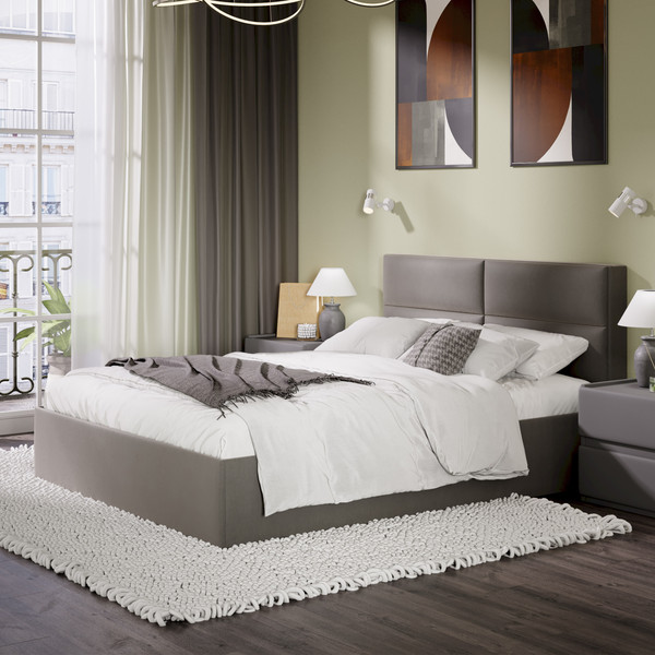 Изображение товара Двуспальная кровать ТриЯ Глосс универсальный тип 1 с ПМ 160x200 (велюр мокко темный)