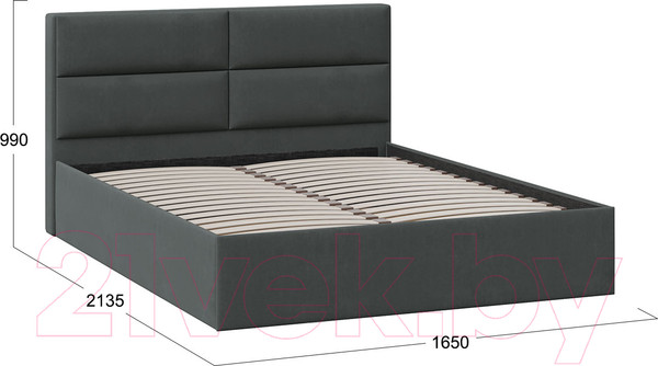 Изображение товара Двуспальная кровать ТриЯ Глосс универсальный тип 1 160x200 (велюр графит)