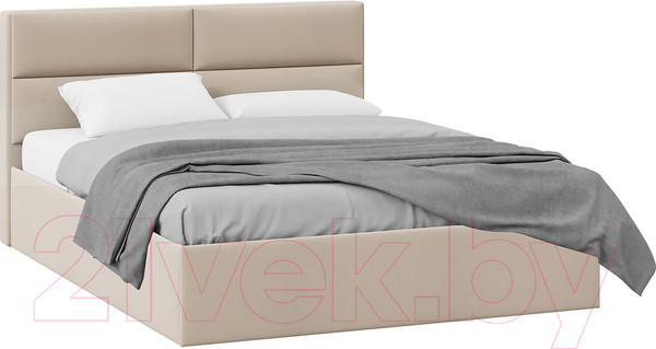 Изображение товара Двуспальная кровать ТриЯ Глосс универсальный тип 1 160x200 (велюр мокко светлый)