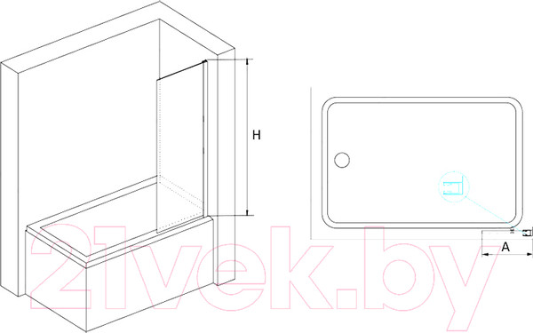 Изображение товара Стеклянная шторка для ванны RGW SC-056-B / 351105650-14