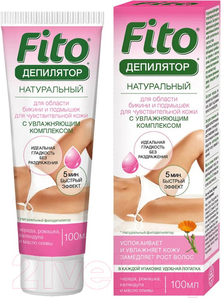 Изображение товара Крем для депиляции Fito Косметик Увлажняющий комплекс Для бикини и подмышек (100мл)
