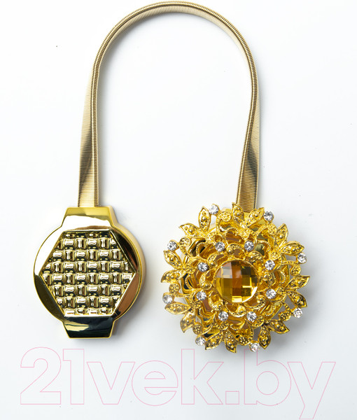 Изображение товара Клипса для штор Ajur T77- gld Rezinka 25см магнитный / 78955 (золотой со стразами)