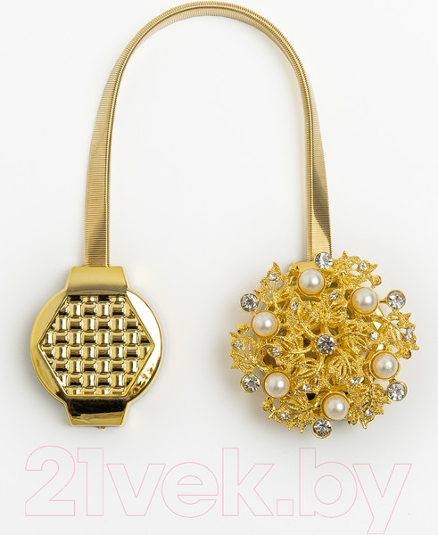 Изображение товара Клипса для штор Ajur T102- gld Rezinka 25см магнитный / 78960 (золотой со стразами)