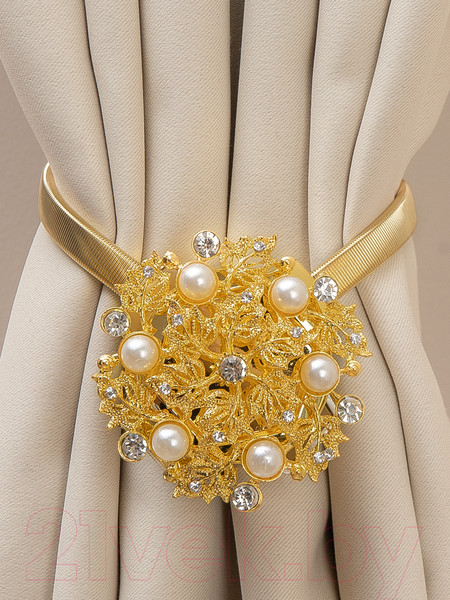 Изображение товара Клипса для штор Ajur T102- gld Rezinka 25см магнитный / 78960 (золотой со стразами)