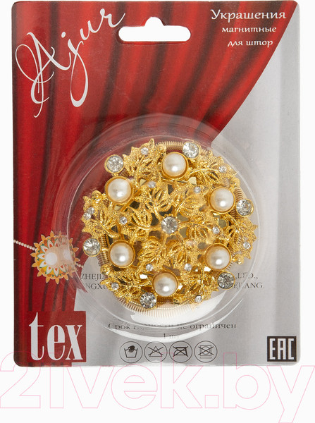 Изображение товара Клипса для штор Ajur T102- gld Rezinka 25см магнитный / 78960 (золотой со стразами)