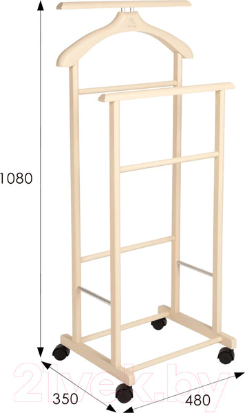 Изображение товара Стойка для одежды Мебелик Костюмная на колесах В 22Н (слоновая кость)