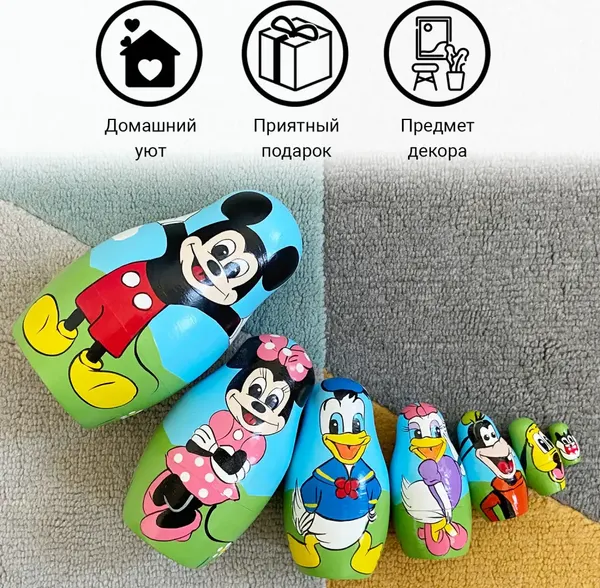Изображение товара Матрешка сувенирная Брестская Фабрика Сувениров С героями мультфильма Микки Маус 5141