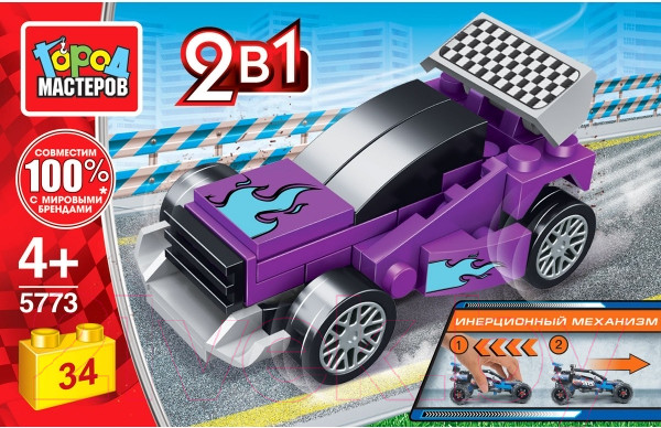 Изображение товара Конструктор инерционный Город мастеров Спорткар 2в1 / 5773-BY