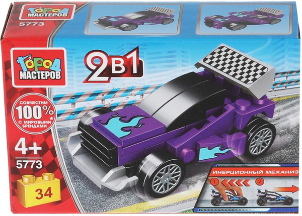 Изображение товара Конструктор инерционный Город мастеров Спорткар 2в1 / 5773-BY
