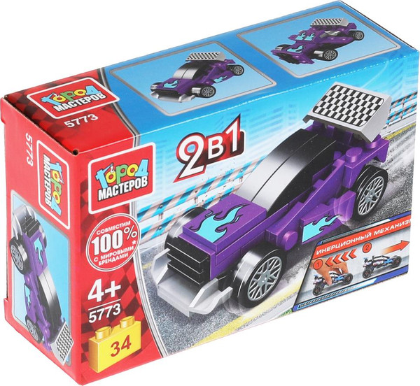 Изображение товара Конструктор инерционный Город мастеров Спорткар 2в1 / 5773-BY