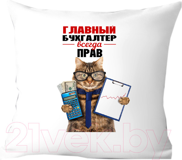Изображение товара Подушка декоративная Print Style Главный бухгалтер всегда прав 40x40pr3
